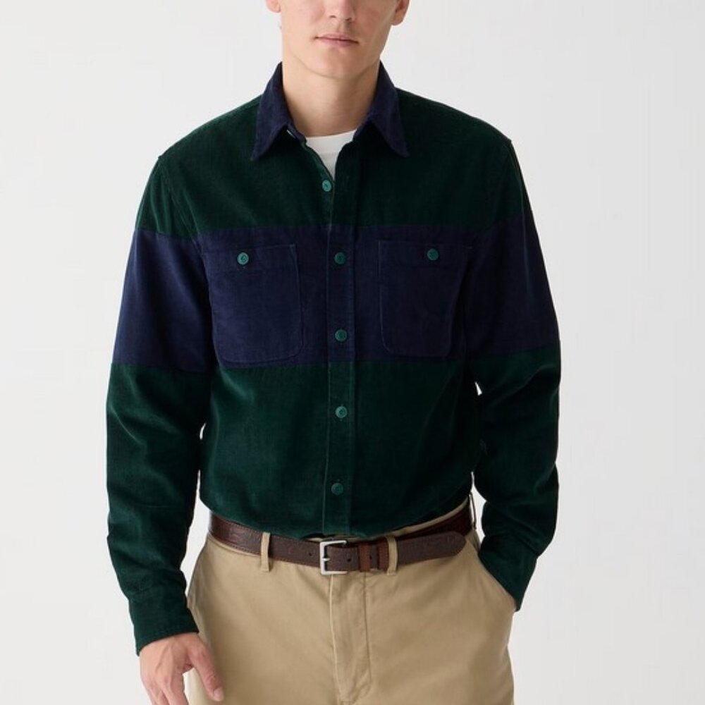 J. Crew Midweight corduroy workshirt in colorblock L